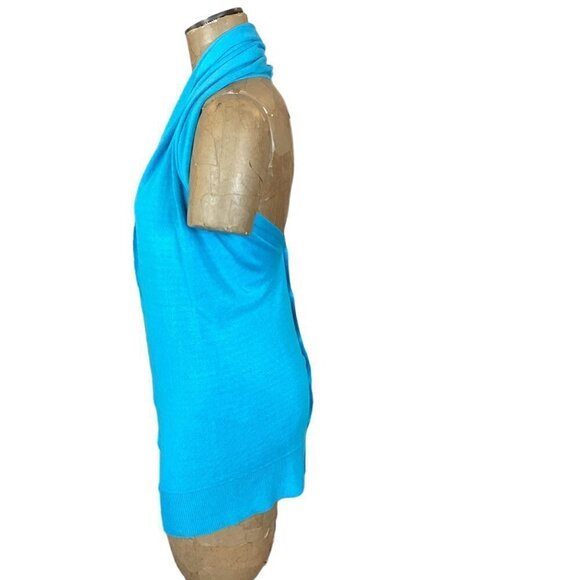 Papillon 3 in 1 bamboo knit scarf wrap cardigan button-up turquoise 254i - Picture 5 of 11